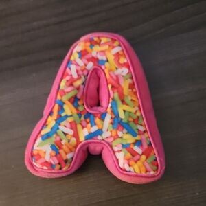 Pink Plush Letter A with Sprinkles